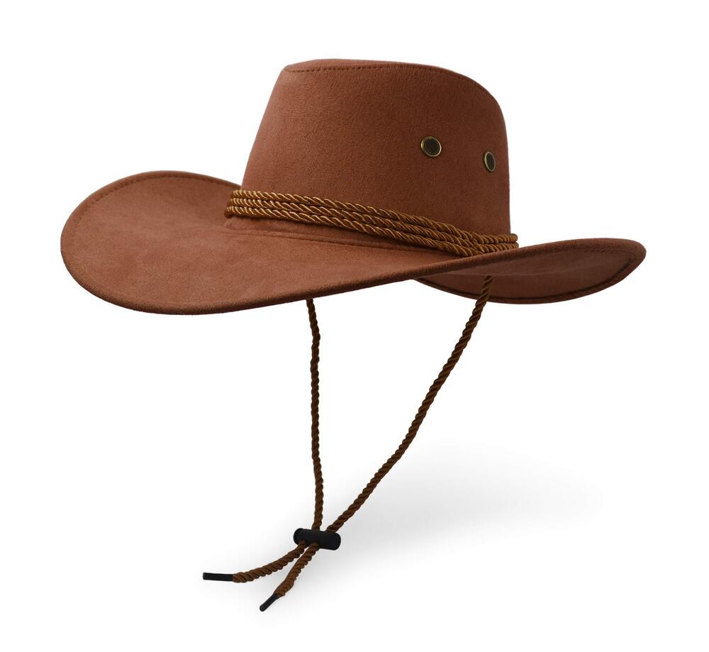 4580 Cowboy Hat, Sun Hat Faux Felt Leather Suede Travel Cap Western Hat